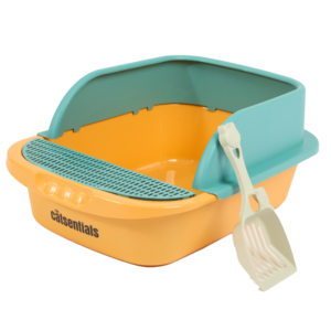 The Catsentials Large Semi Enclosed Cat Litter Box Yellow - One Size