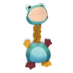 Paws For Life Canvas Frog With Rope Neck Dog Toy - One Size