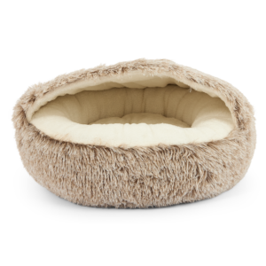 Paws For Life Plush Hooded Bed Light Brown - Small