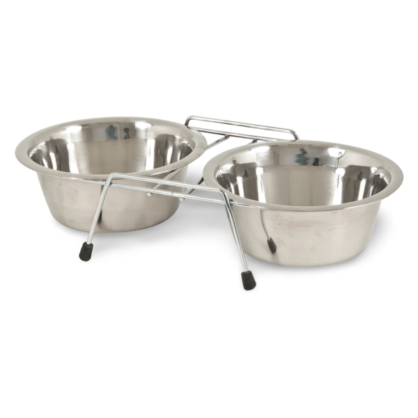 Petmate Stainless Steel Double Bowl – One Size