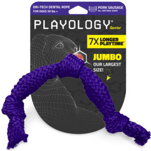 Playology Senior Dri Tech Dental Rope Pork Sausage Scented Dog Toy - Small