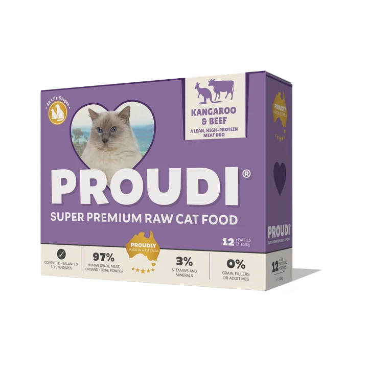 Proudi Premium Raw Kangaroo And Beef Frozen Cat Food