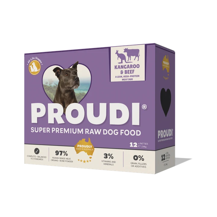 Proudi Premium Raw Kangaroo And Beef Frozen Dog Food