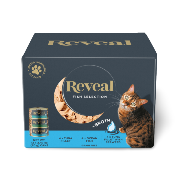 Reveal Natural Food Fish Selection in Broth Adult Wet Cat Food Can – 12 x 70g