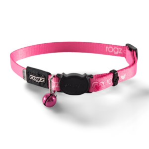 Rogz Safeloc Kiddy Cat Collar in Pink Hearts - 8mm