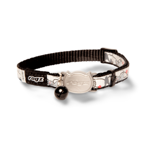 Rogz Safeloc Reflecto Cat Collar in Black - 8mm