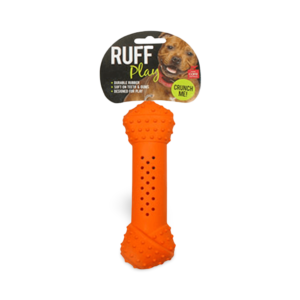 Ruff Play Durable Crunchy Knot Bone Orange - One Size
