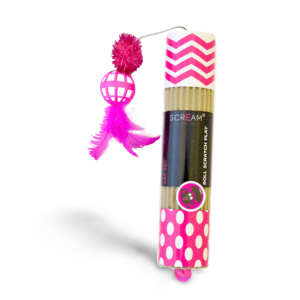 Scream Cat Toy Cardboard Roller Pink - One Size