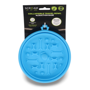 Scream Collapsible Travel Bowl Suction Base Loud Blue - Large