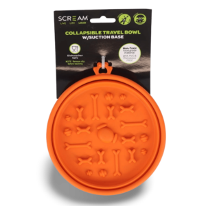 Scream Collapsible Travel Bowl Suction Base Loud Orange - Large