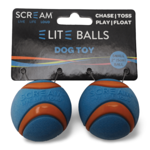 Scream Elite Ball 2pk Dog Toy Loud Blue Orange - Small