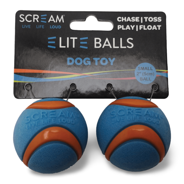 Scream Elite Ball 2pk Dog Toy Loud Blue Orange