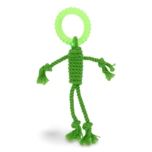 Scream Rope Man with Tpr Head Dog Chew Toy Green - One Size