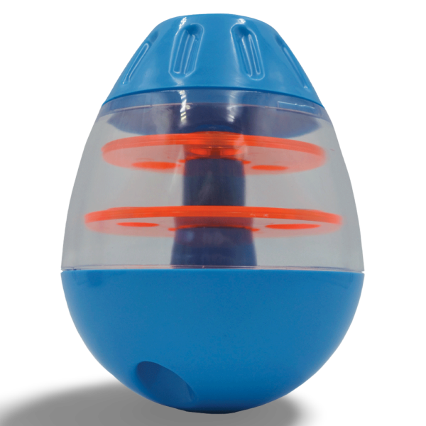 Scream Tip and Roll Treat Dispenser Blue Orange Puzzle Dog Toy – One Size
