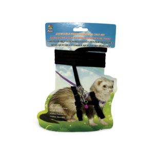 Small Animal Care Harness And Lead Set Ferret Black - Each