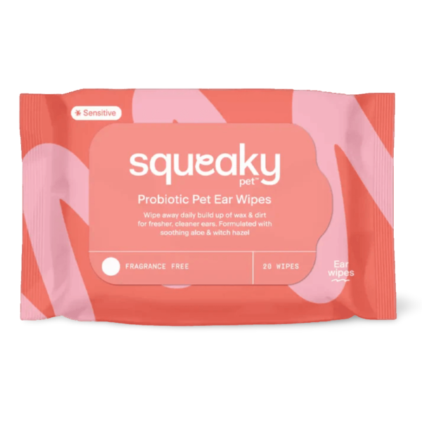 Squeaky Pet Probiotic Pet Ear Wipes Fragrance Free – 20 Wipes