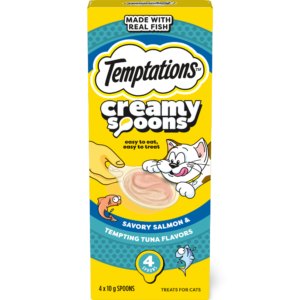 Temptations Creamy Spoons Savoury Salmon and Tempting Tuna Flavour Cat Treats - 2 x (4 x 10g)