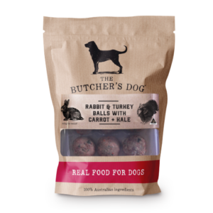 The Butchers Dog Rabbit Turkey Carrot & Kale Meatballs Adult Frozen Raw Dog Food - 12 x 40g