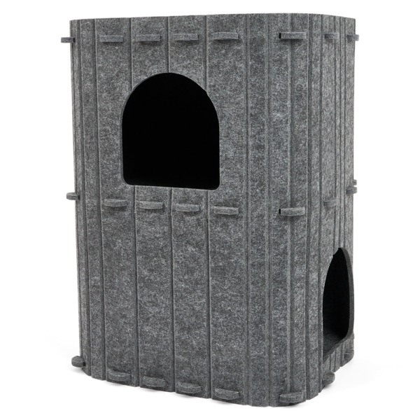 The Catsentials Double Storey Felt Cat Bed Grey – each