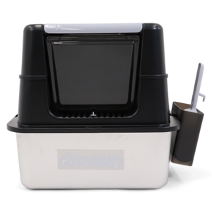 The Catsentials Large Enclosed Stainless Steel Cat Litter Box Black - One Size