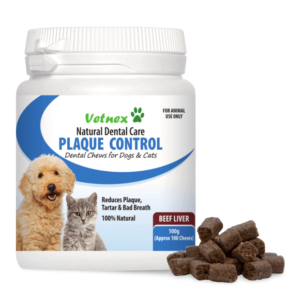 Vetnex Plaque Control Cat & Dog Dental Chews Beef Liver - 100 Chews