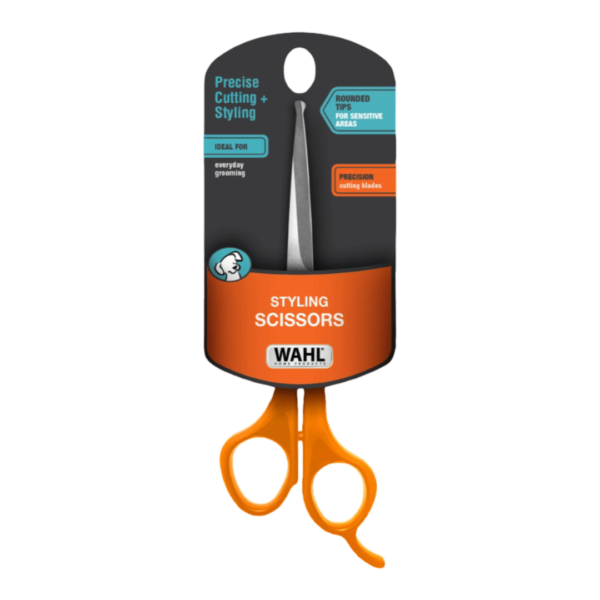 Wahl Stainless Steel Dog Styling Scissors Orange With Rounded Tips – One Size