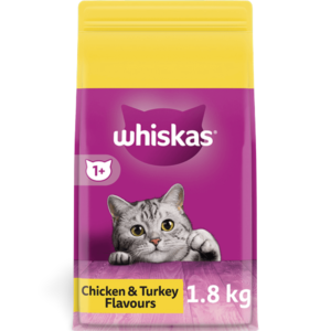 Whiskas Chicken and Turkey 1 Plus Adult Dry Cat Food - 1.8kg