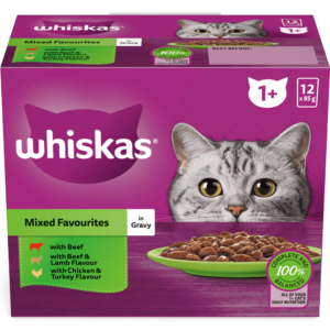 Whiskas 1 Plus Mixed Favourites in Gravy Adult Wet Cat Food Pouch - 12 x 85g
