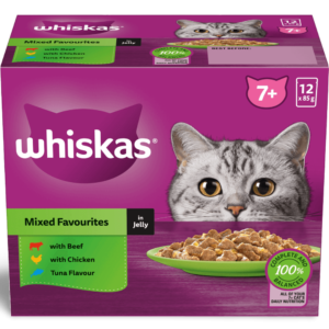 Whiskas Mixed Favourites Jelly 7 Plus Variety Pack Senior Wet Cat Food Pouches - 12 x 85g