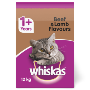 Whiskas Adult 1 Plus Year Beef And Lamb Dry Cat Food - 12kg