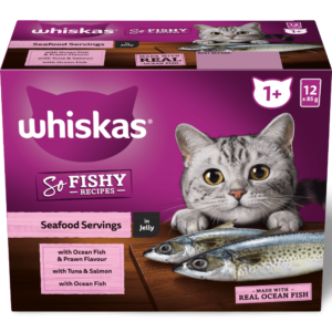 Whiskas Adult So Fishy 1 Plus Seafood Servings In Jelly Pouches Wet Cat Food - 12 x 85g