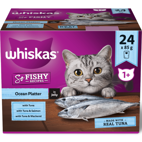 Whiskas Adult So Fishy 1 Plus Year Ocean Platter In Jelly Pouches Wet Cat Food