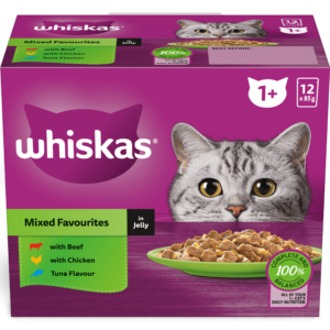 Whiskas Mixed Favourites in Jelly Adult Wet Cat Food Pouch - 5 x (12 x 85g)