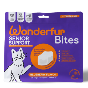Wonderfur Bites Senior Support Cat Probiotic Yogurt Freeze Dried Chews - 25 Chews