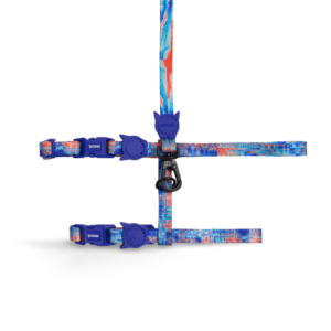 Zee Cat Cat Harness & Lead Set in Glitch Error 404 Blue - One Size
