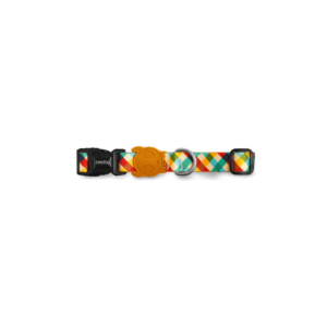 Zee Dog Classic Dog Collar in Phantom Rainbow Plaid - Small