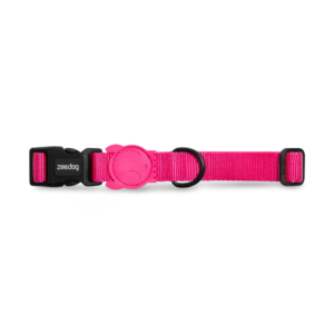 Zee Dog Classic Dog Collar in Hot LED Pink - Small